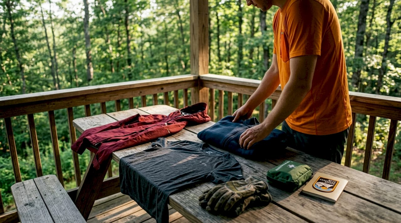How to Pack for Outdoor Activities: Family Guide 2 Stack of hiking clothing layers for packing