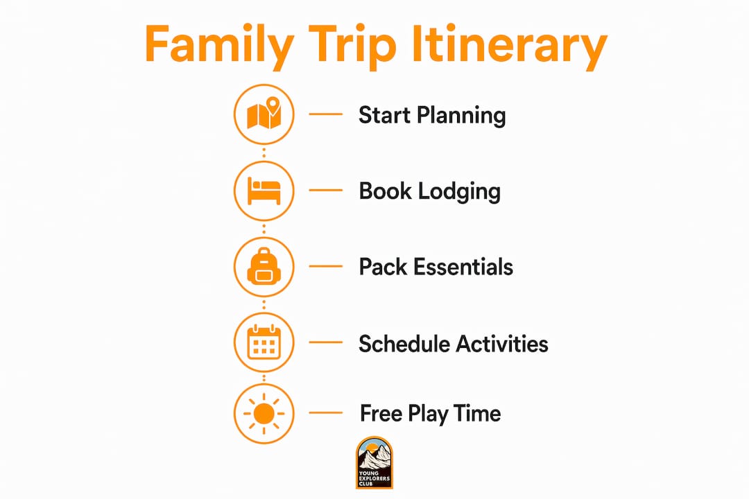 Family Adventure Planning Guide for Outdoor Trips 2 Infographic outlining family outdoor trip itinerary steps