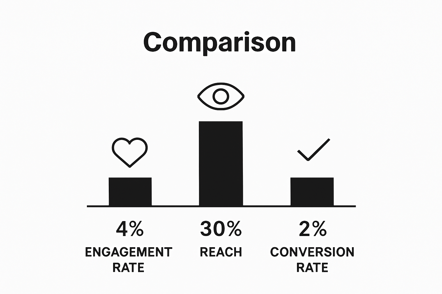 Infographic comparing engagement rate, reach, and conversion rate