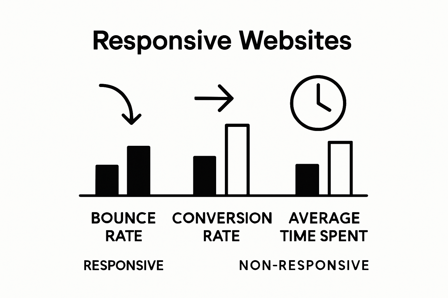 Responsive vs non-responsive website business metrics infographic