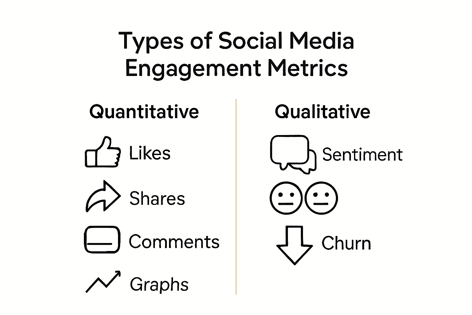 Infographic comparing social media metric types with icons
