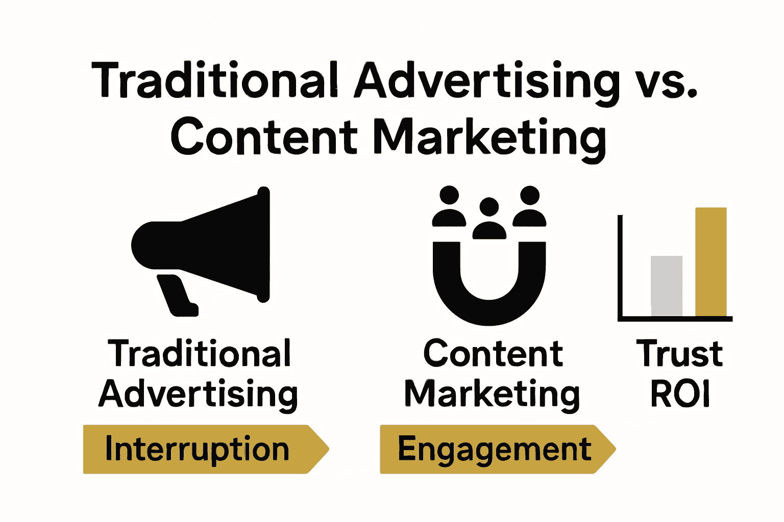 Infographic comparing traditional advertising versus content marketing strategies