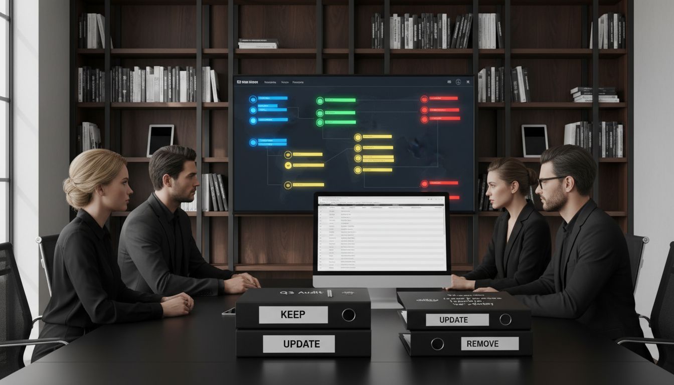 Team reviewing digital content audit process