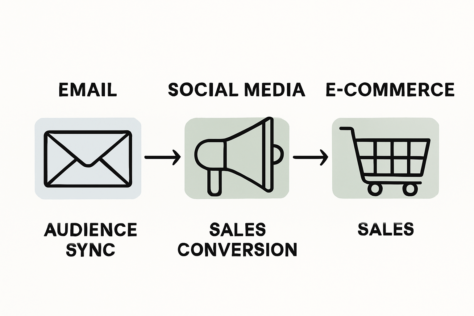 Infographic showing email, social, ecommerce integration