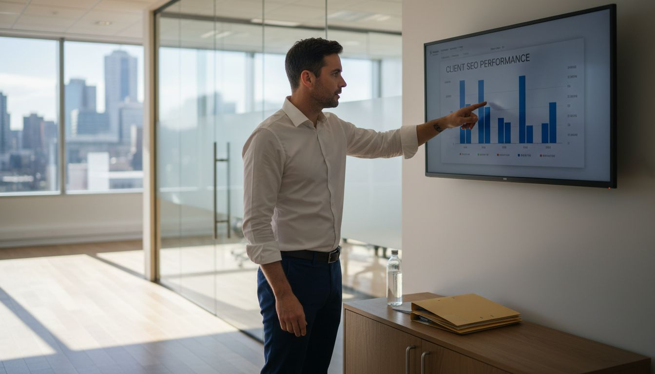 Manager explains SEO client reporting results