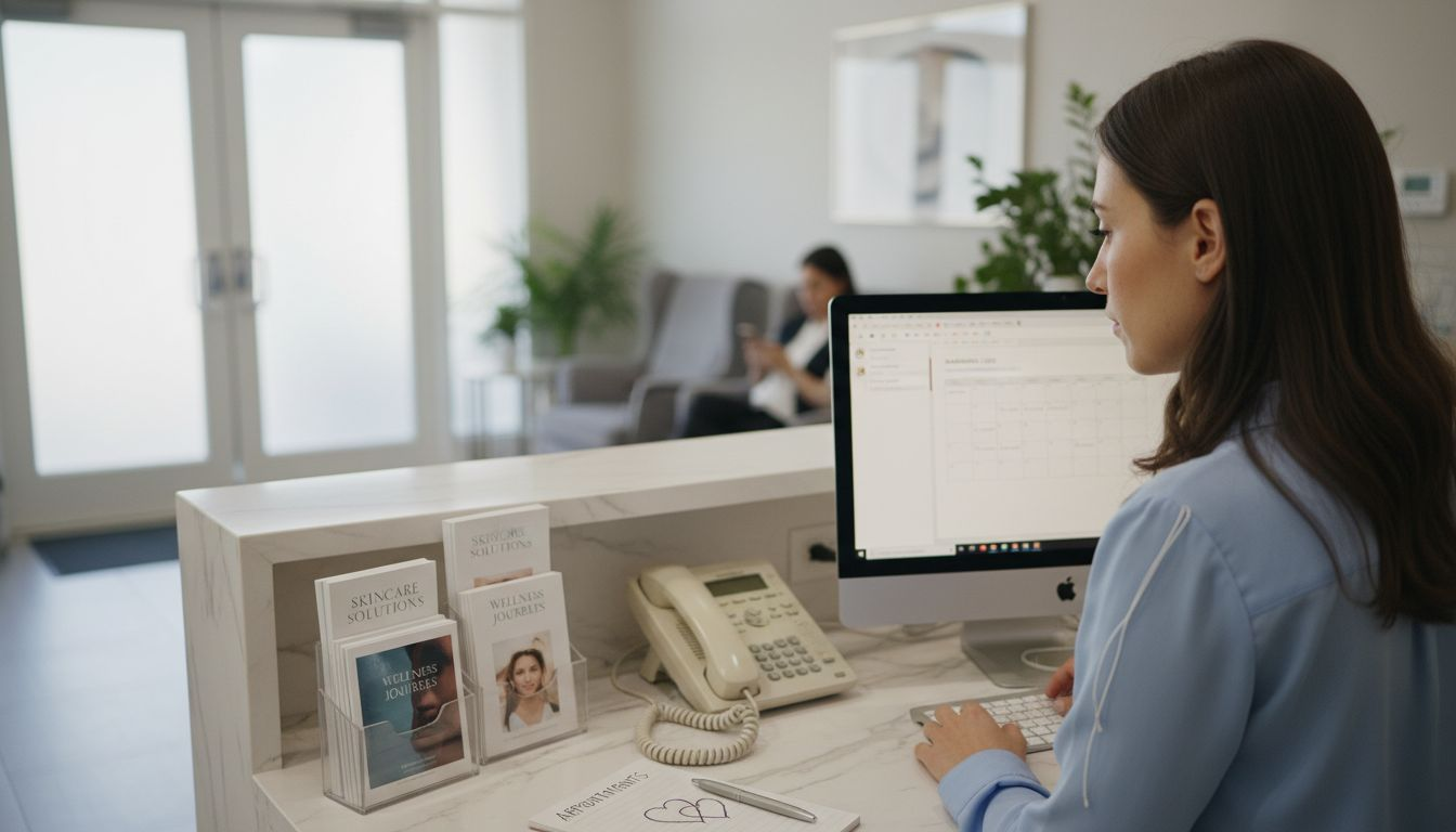 Receptionist booking cosmetic clinic consultation