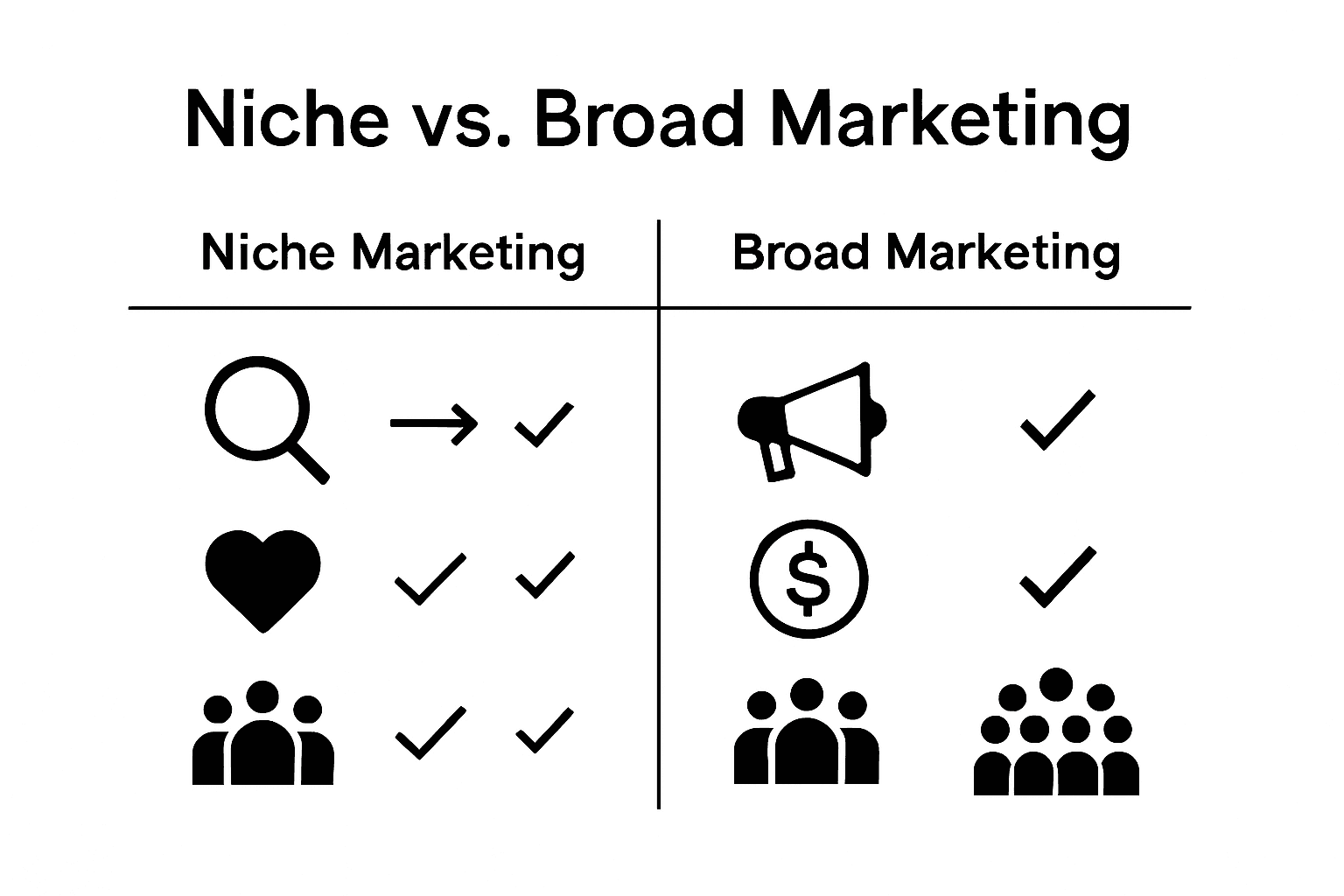 Niche marketing vs broad marketing infographic