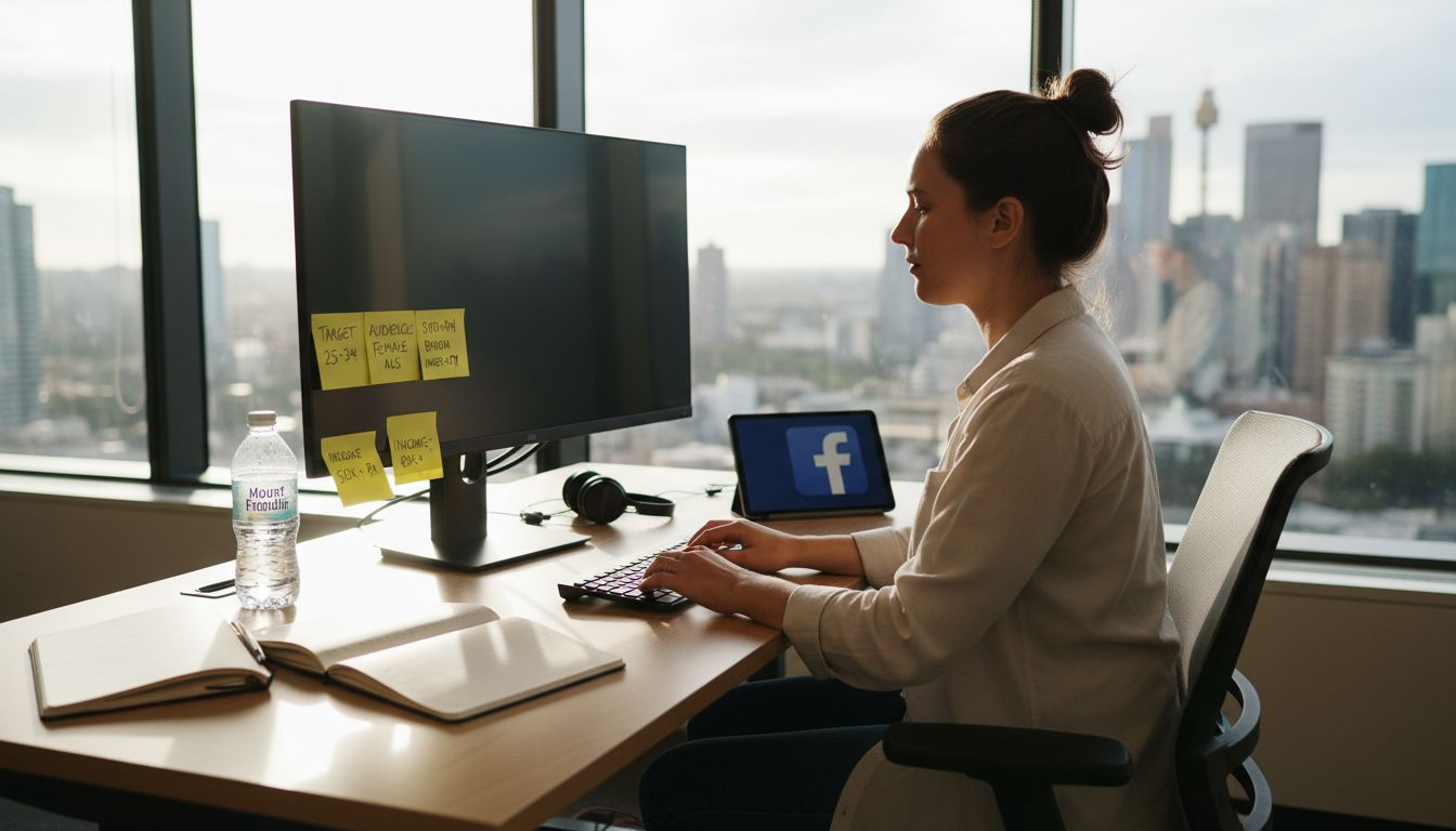 Marketer working on Facebook campaign demographics