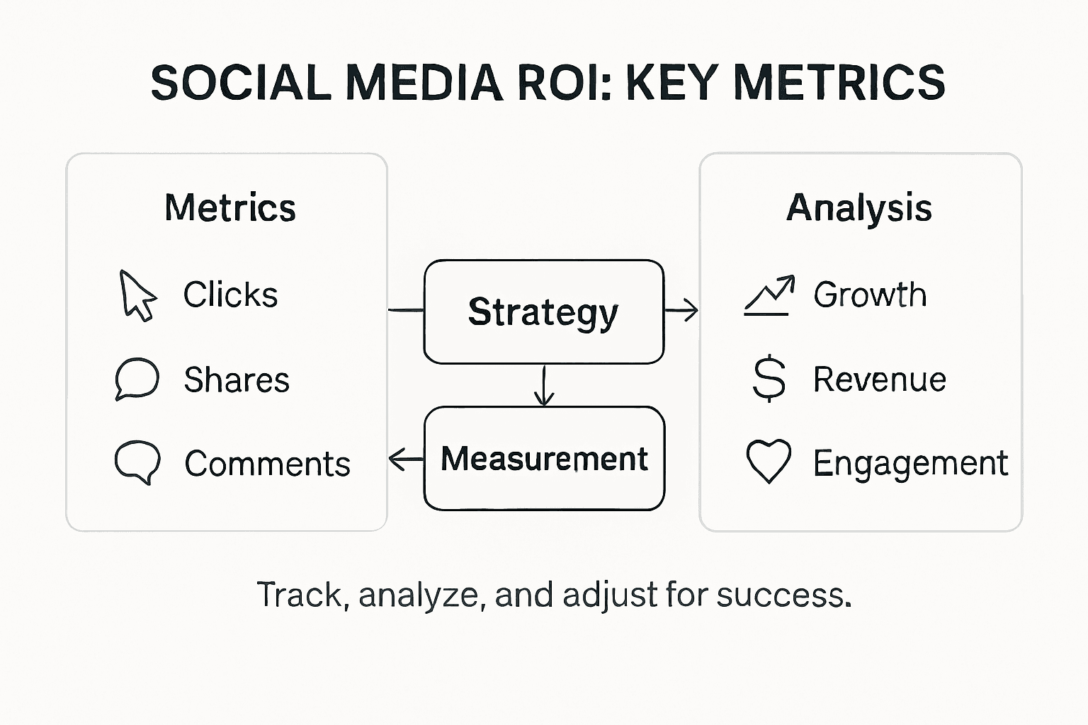 Infographic showing social media ROI metrics and analysis
