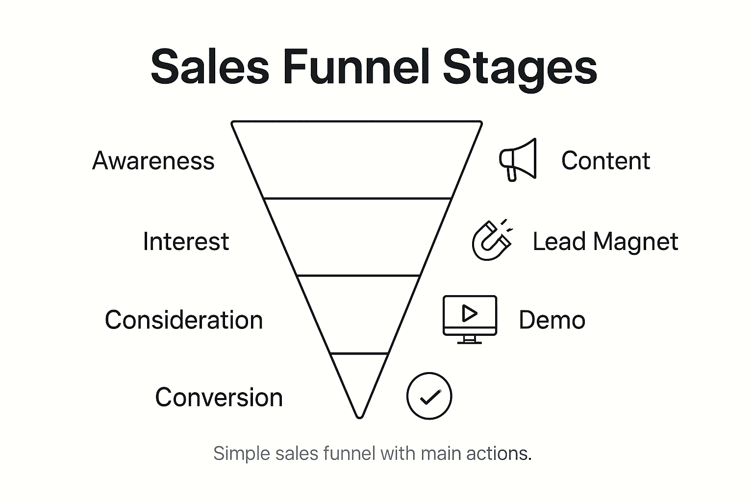 Infographic showing overview of sales funnel stages