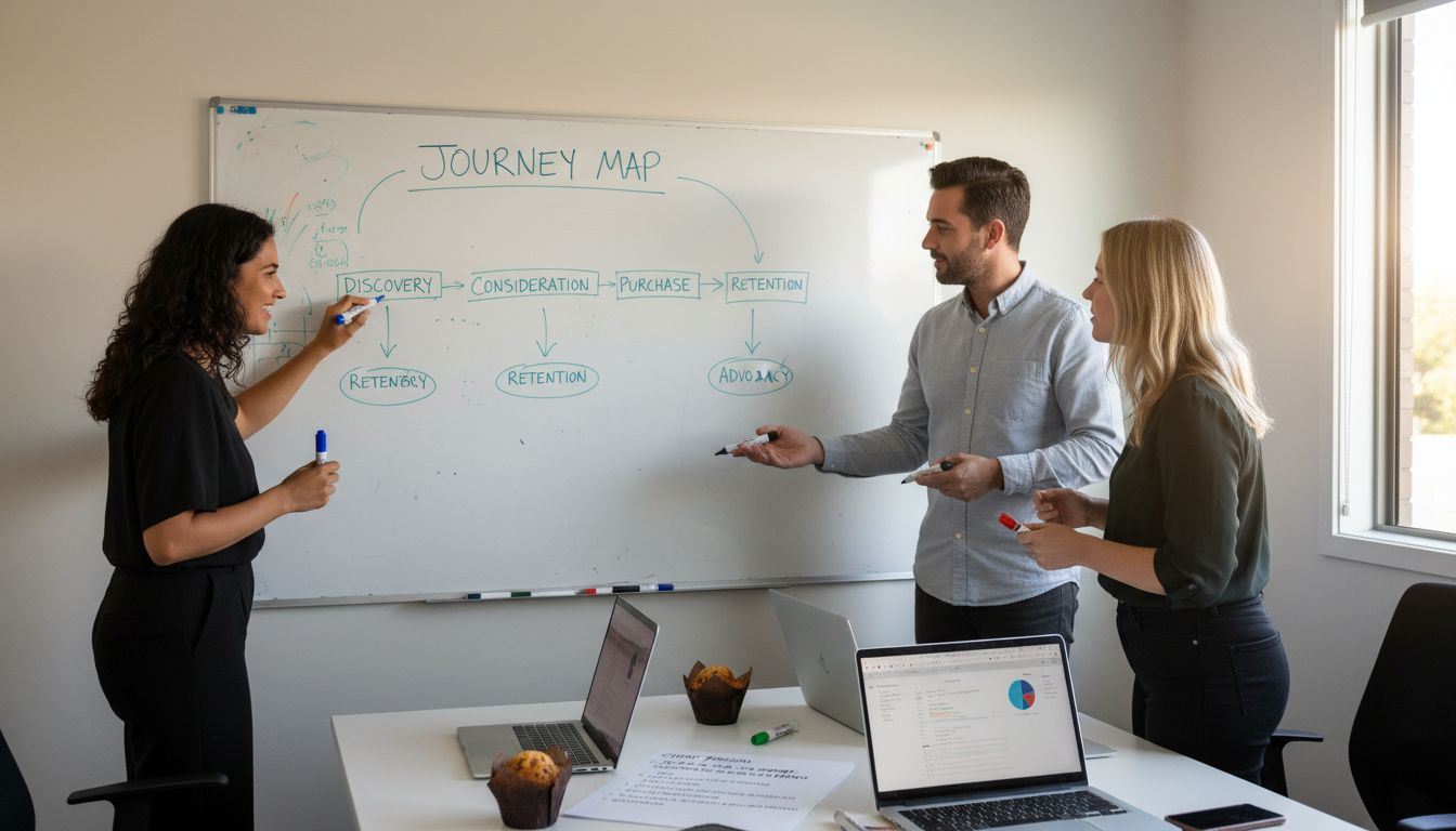 Team mapping out customer journey stages