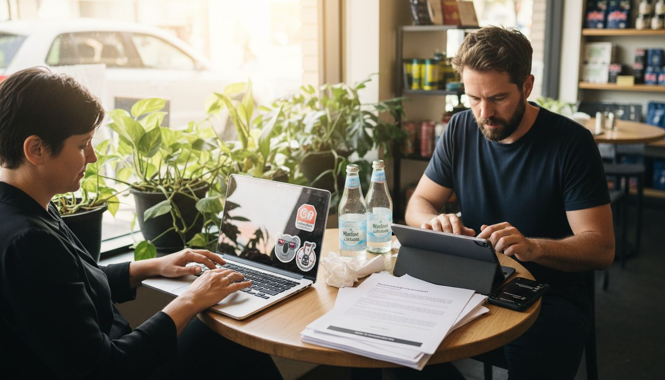 Brand and influencer casual meeting in café