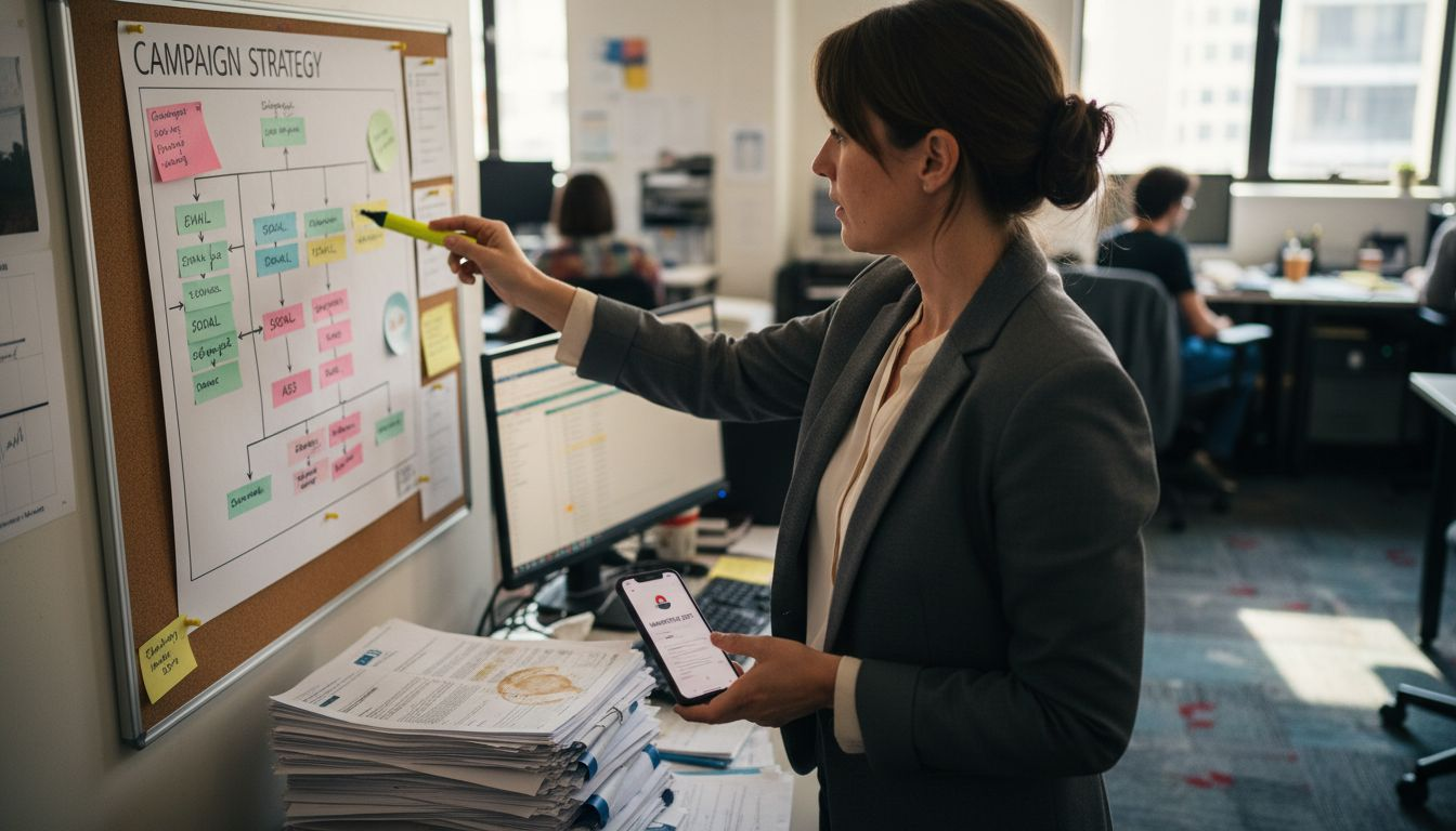 Marketer reviews omnichannel strategy at desk