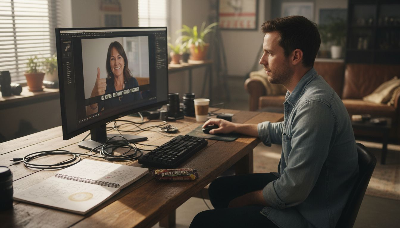 Videographer editing a testimonial video