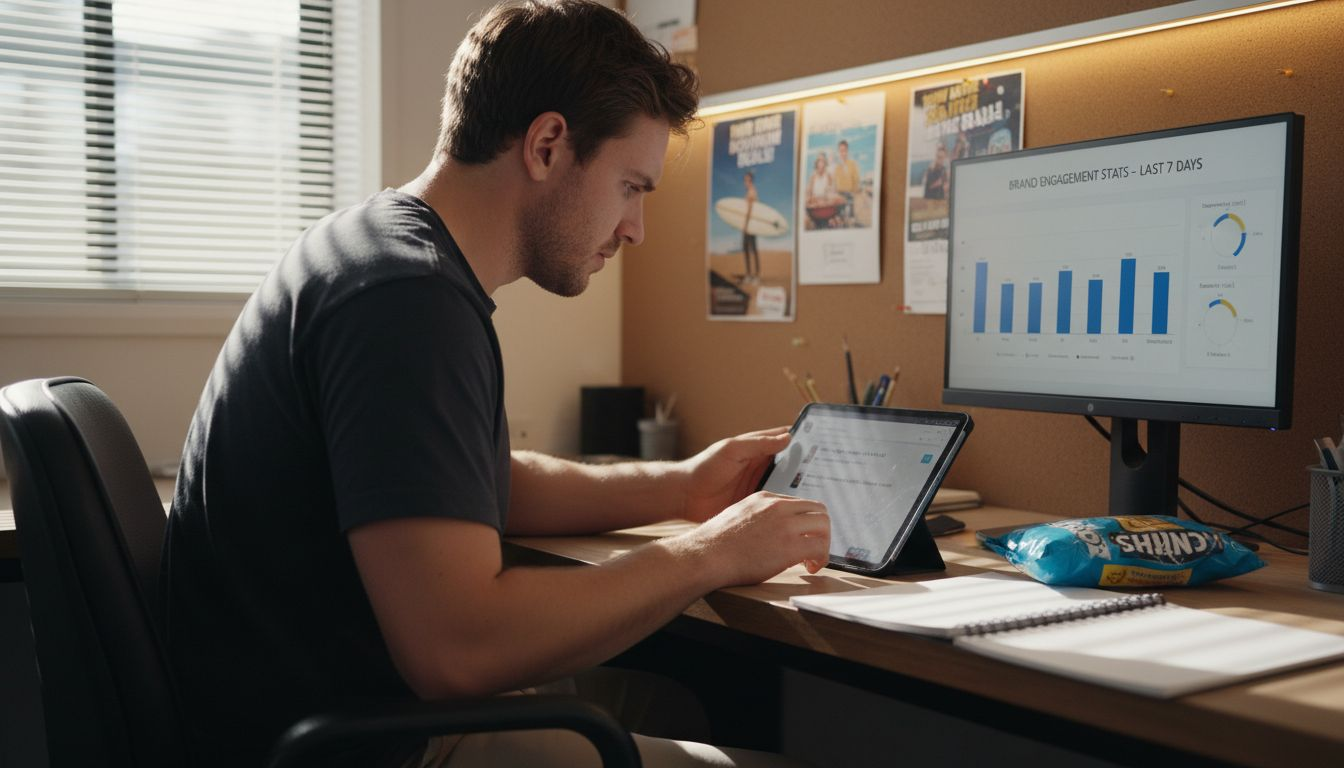 Person responding to social media engagement