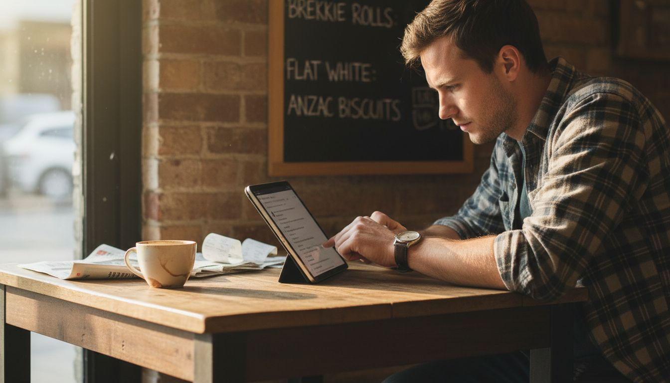 Cafe manager engaging on social media