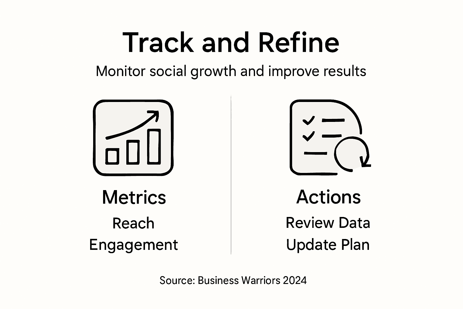 Infographic showing steps to monitor and refine social media