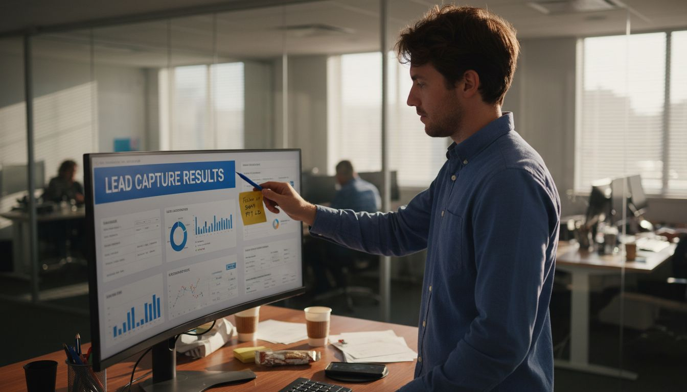 Marketer using lead automation platform at desk