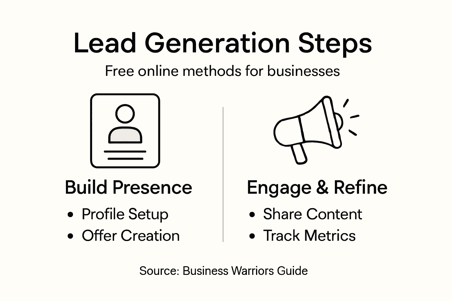 Infographic overview of free online lead generation steps