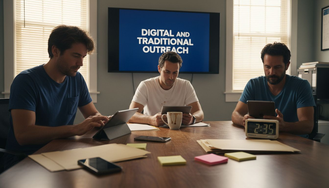 Team reviewing multi-channel marketing campaigns