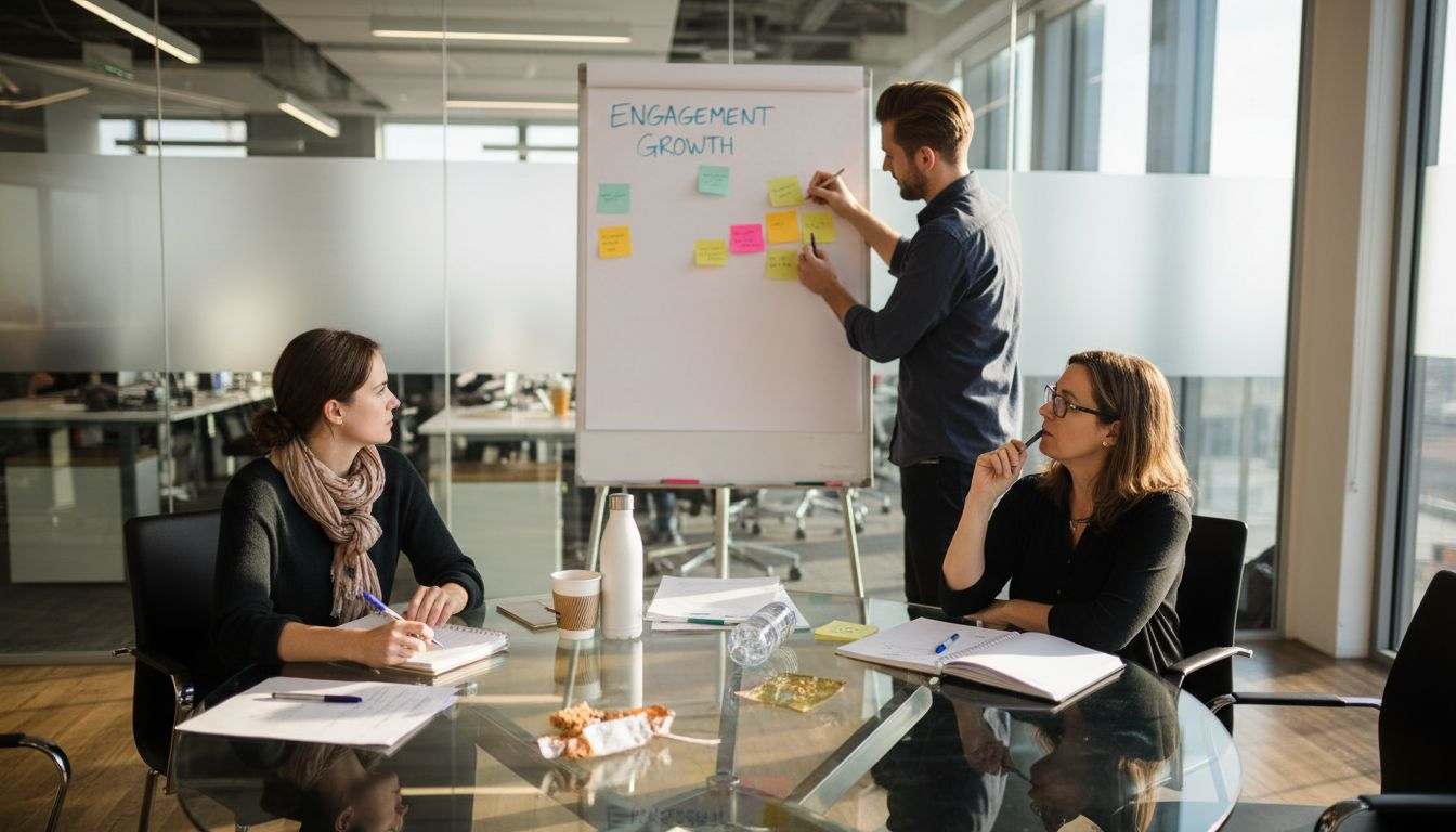 Team brainstorming digital content strategies