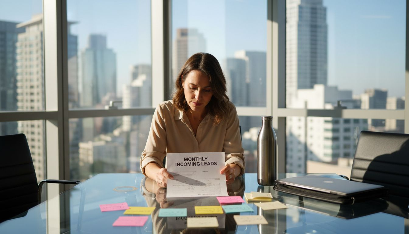 Man brainstorming SEO and content ideas at kitchen table