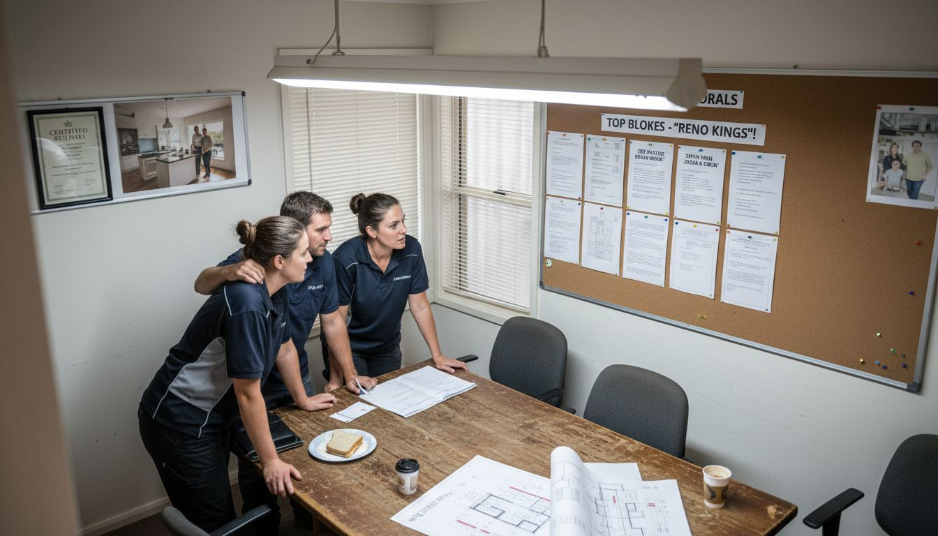 Tradie team discussing branding trust strategies