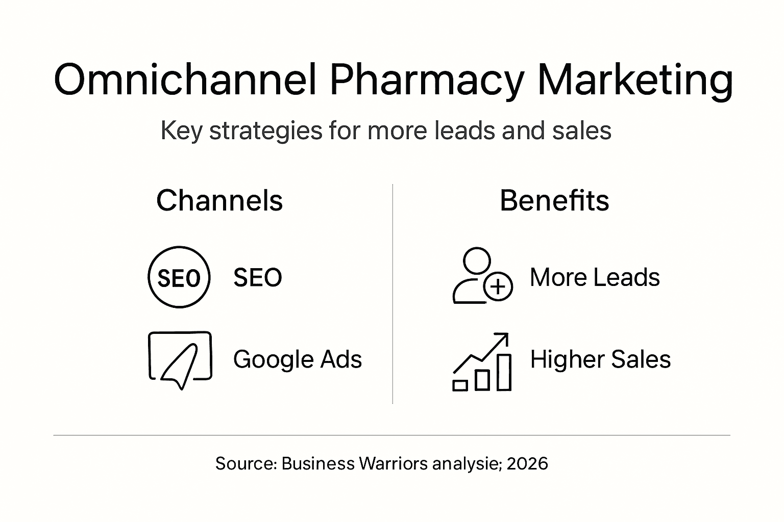 Infographic showing omnichannel pharmacy marketing strategies