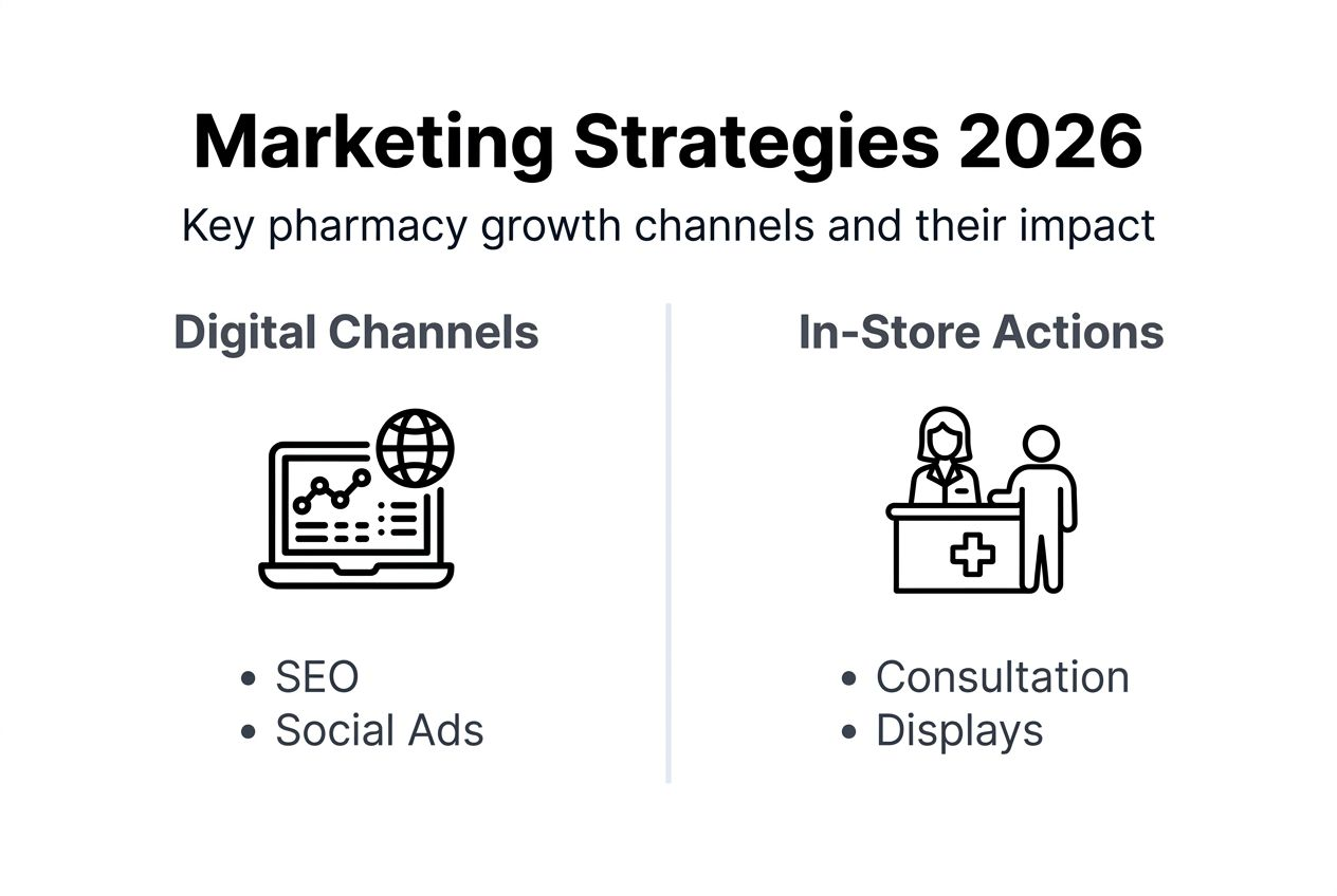 Infographic on pharmacy omnichannel marketing channels