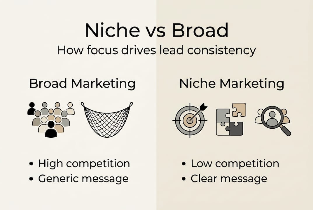 Infographic comparing niche and broad marketing