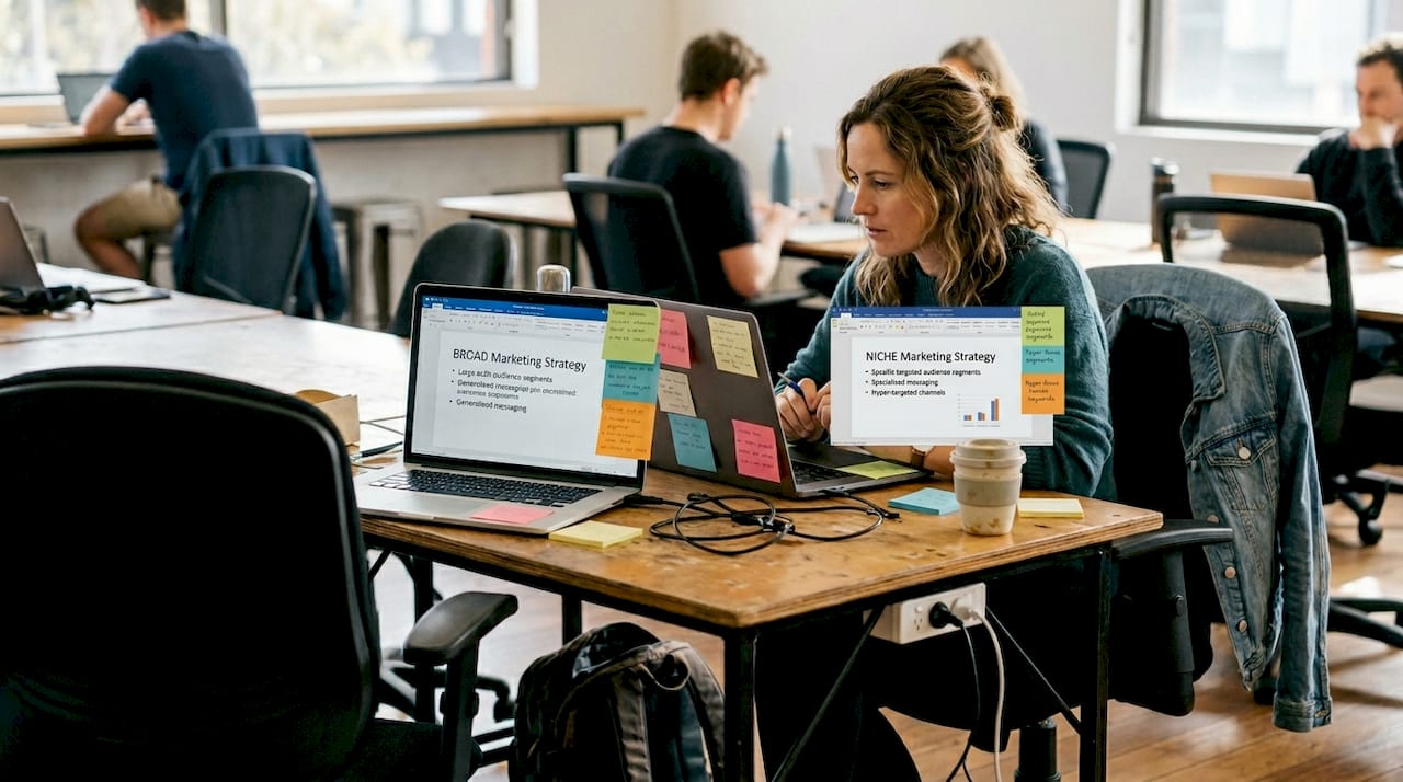 Consultant comparing broad vs niche strategies