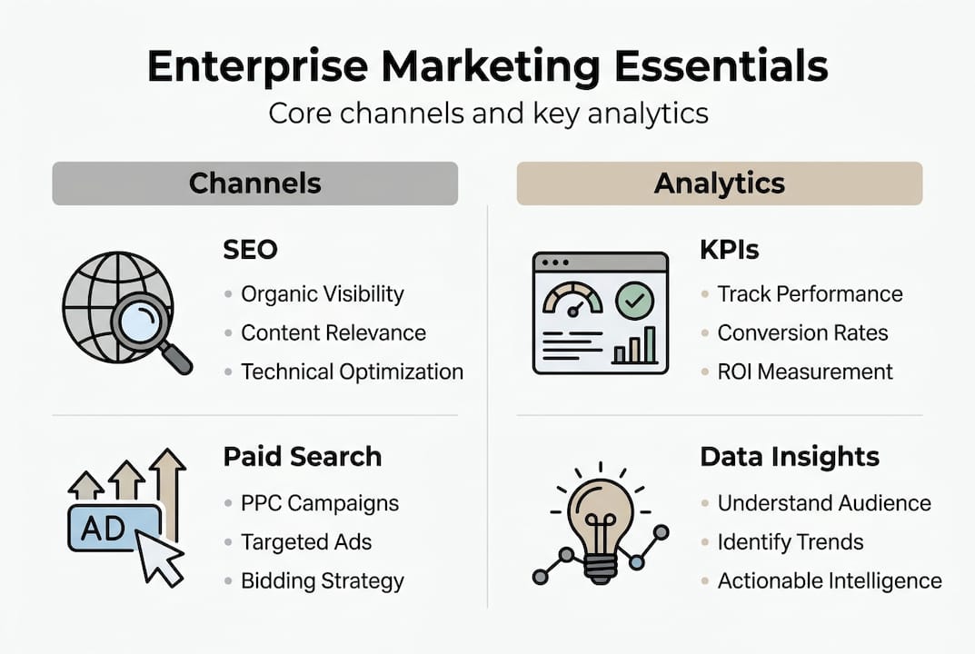 Infographic core marketing channels and analytics