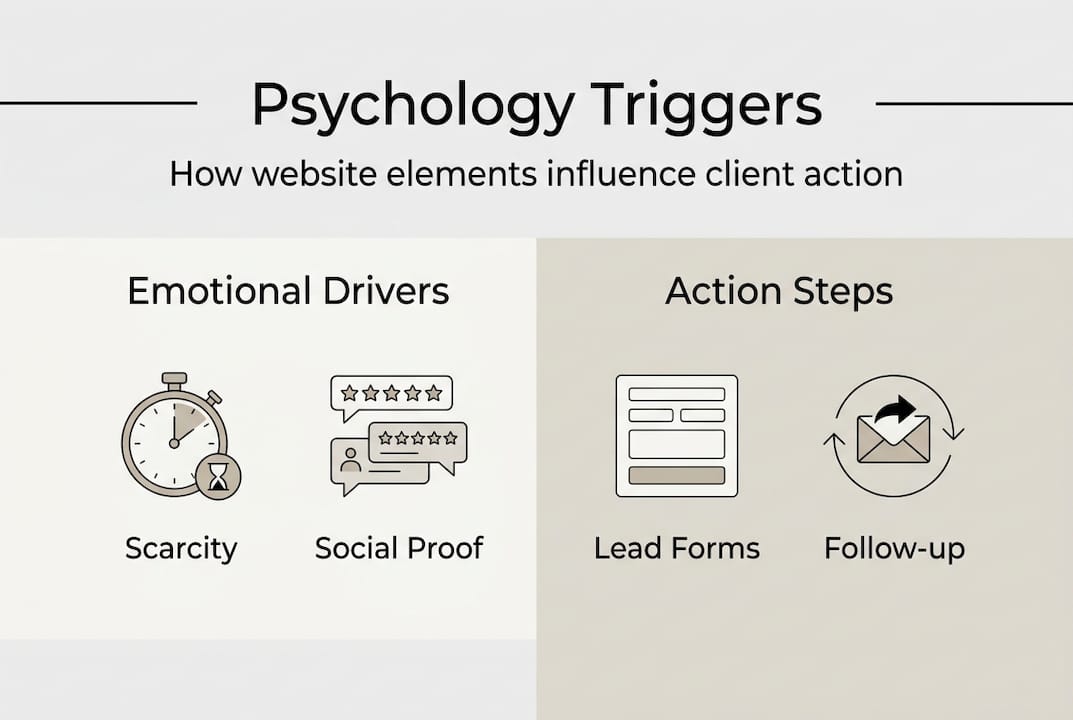 Infographic showing website psychology triggers