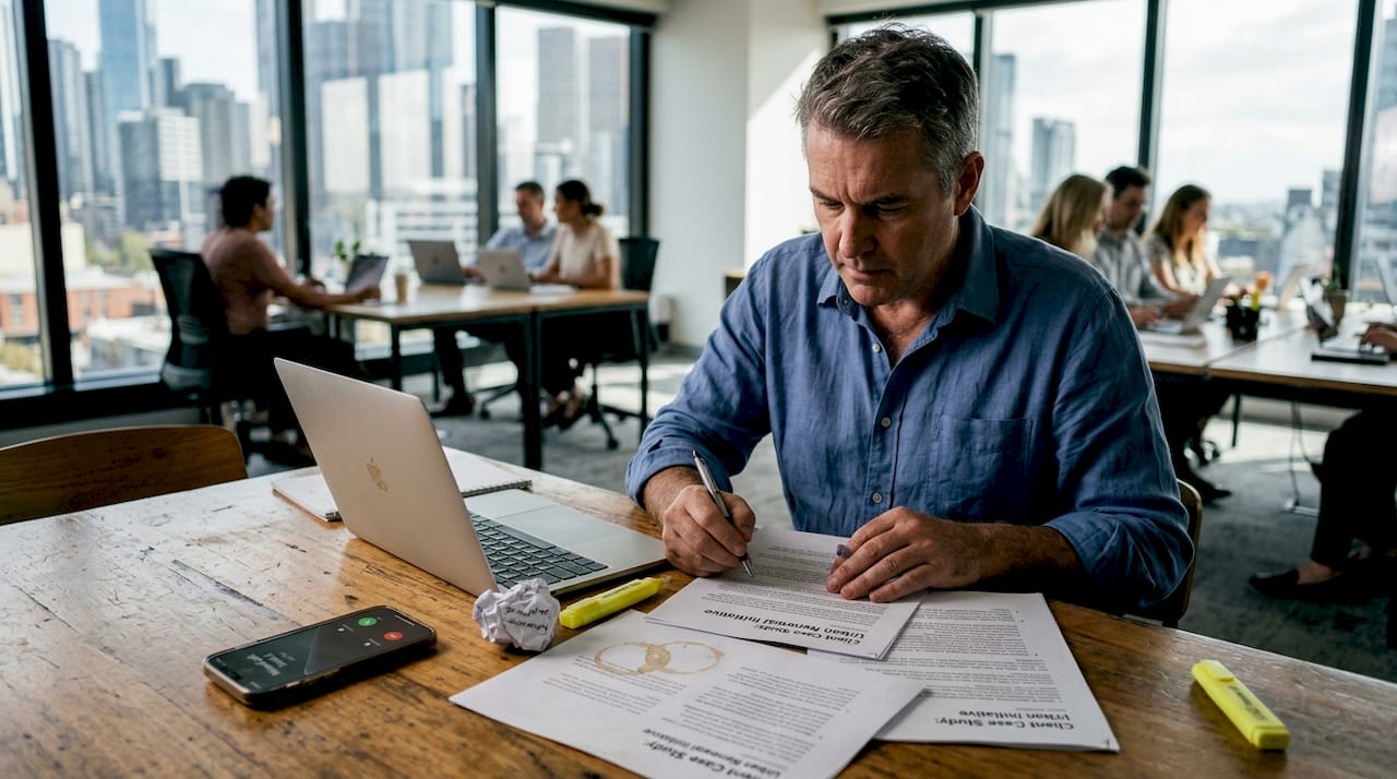 Consultant preparing real client case study