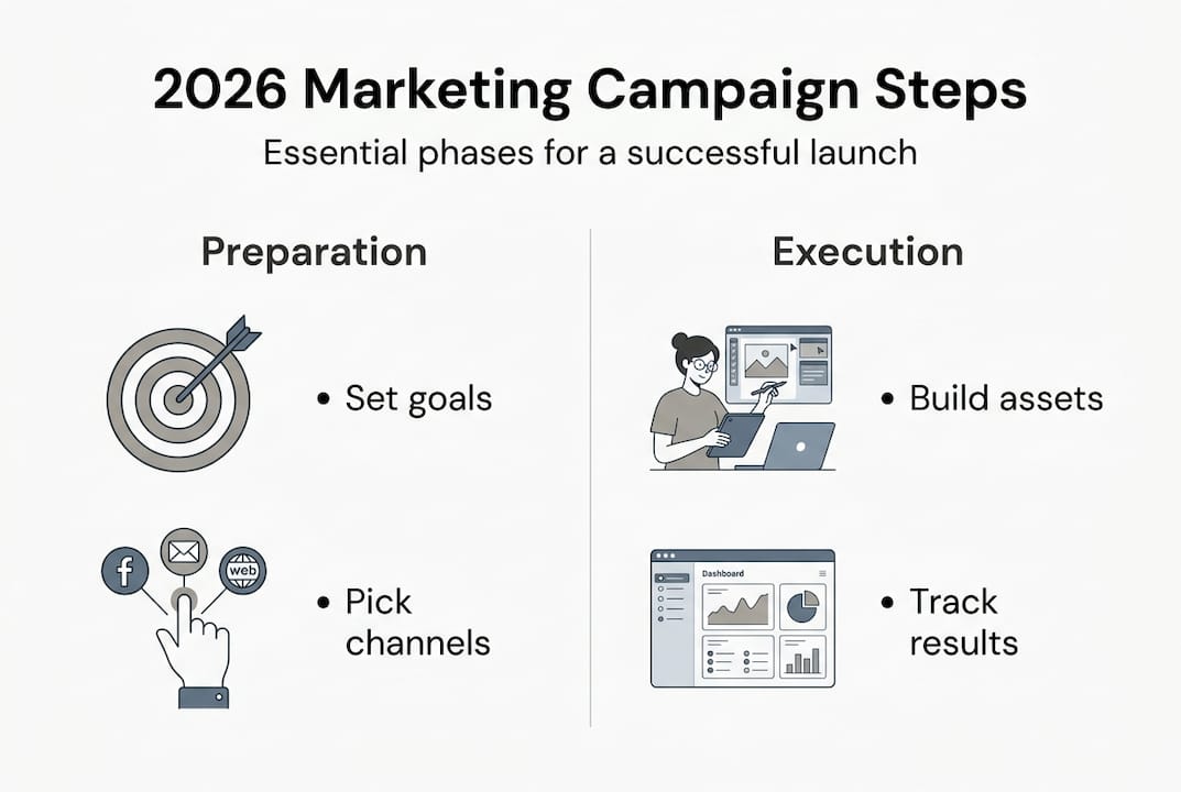 Infographic showing marketing campaign step summary