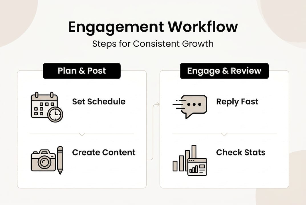 Infographic of social media engagement workflow