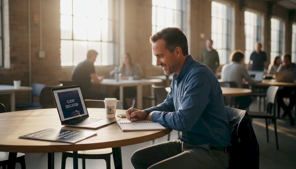 Client taking notes during interactive webinar