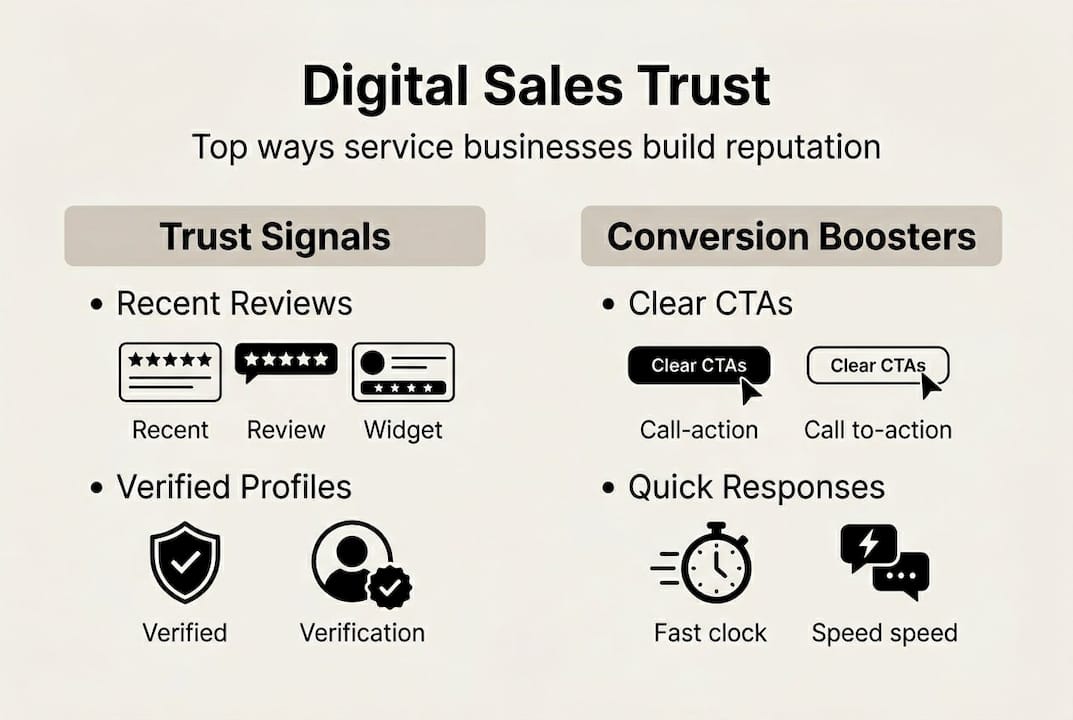 Infographic showing trust signals for digital sales