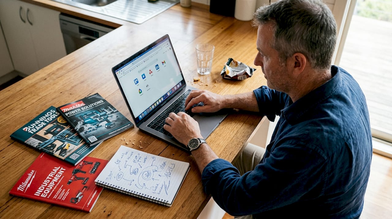 Man selecting tools for digital workflow