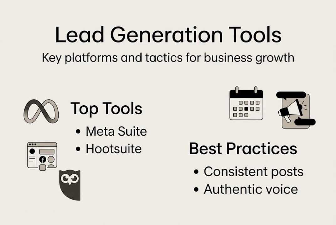 Infographic of tools and tactics for lead generation