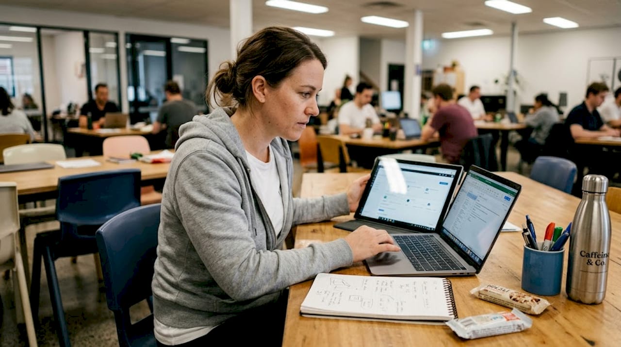 Small business owner using automation tools