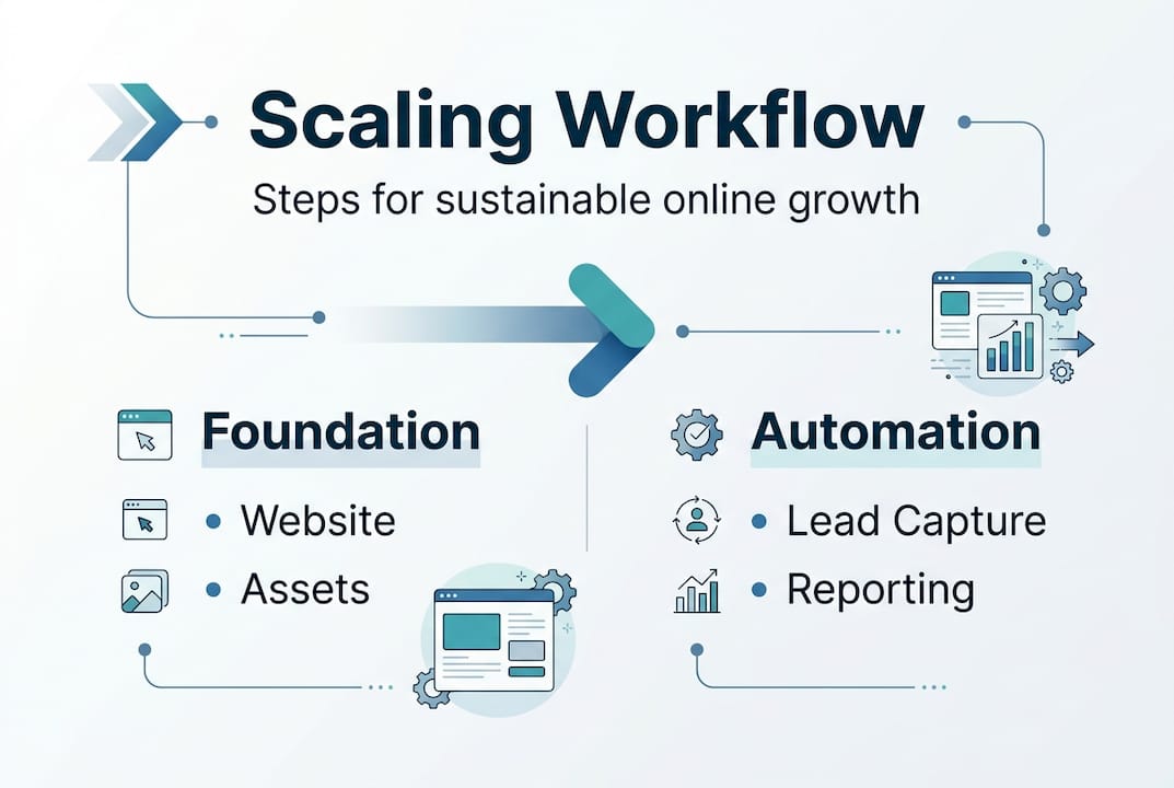 Infographic showing scaling workflow steps