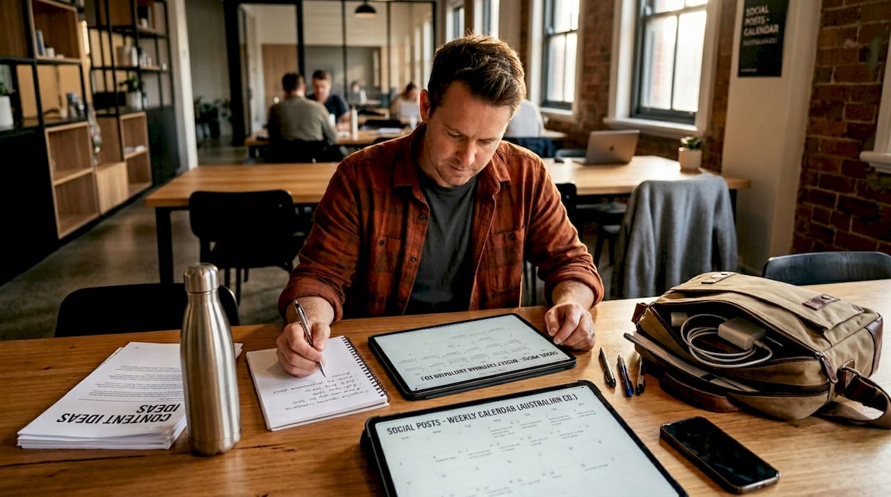 Business owner planning organic social posts