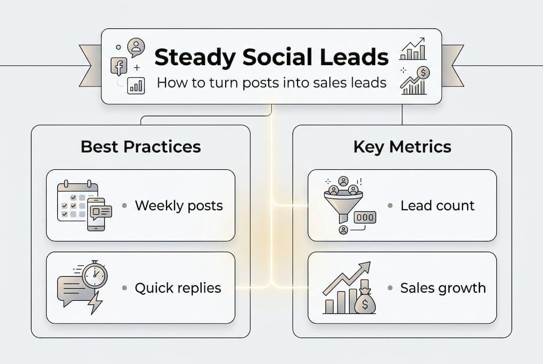 Infographic showing steady social leads process