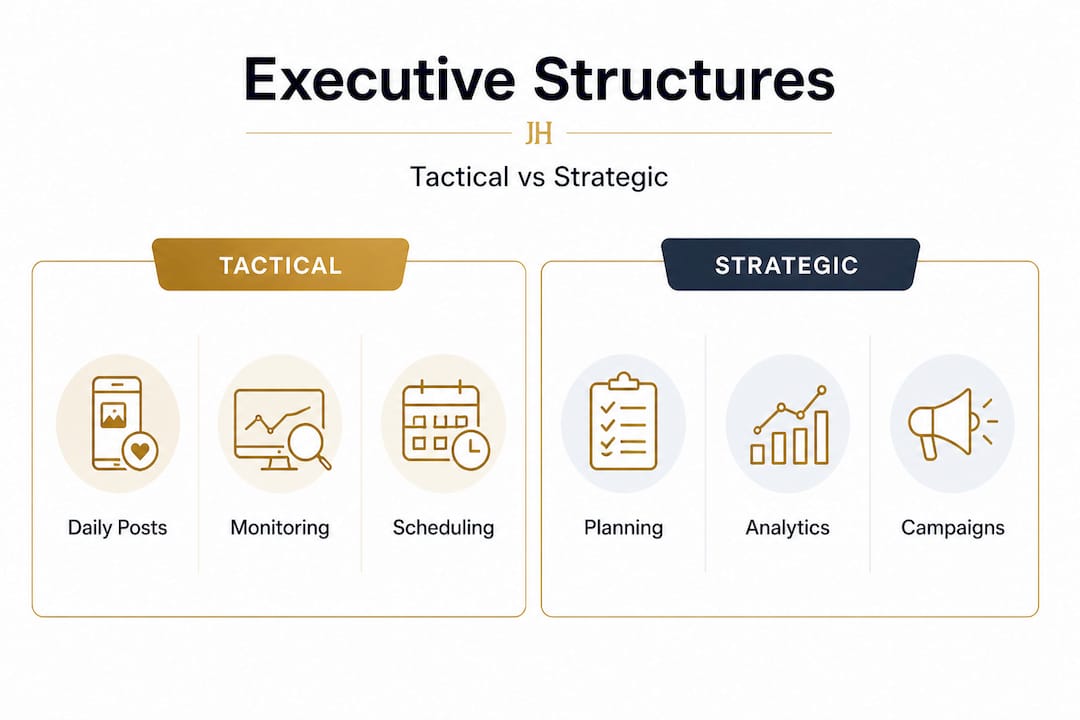 Infographic comparing tactical and strategic executive roles