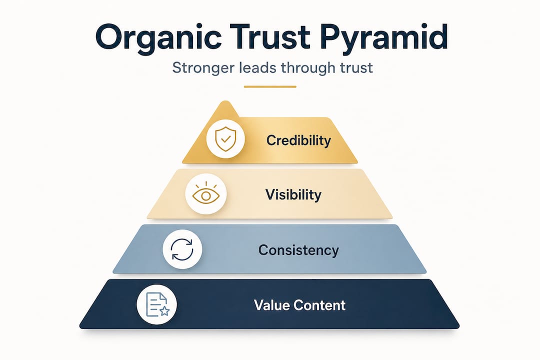 Pyramid infographic about organic growth trust