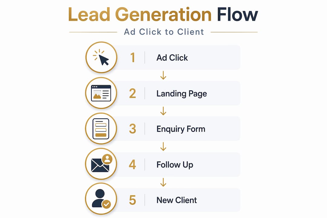 Infographic showing online lead generation steps