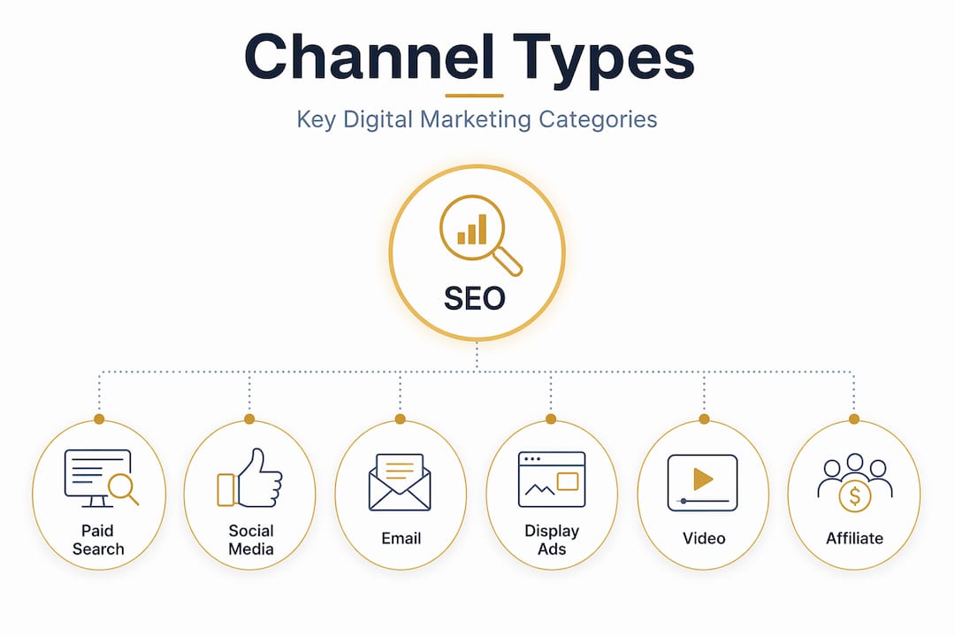 Infographic showing hierarchy of digital marketing channels