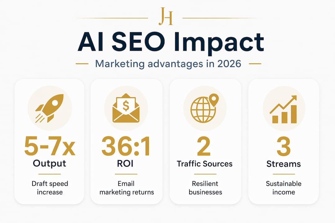 Infographic visualizing AI SEO business impact stats