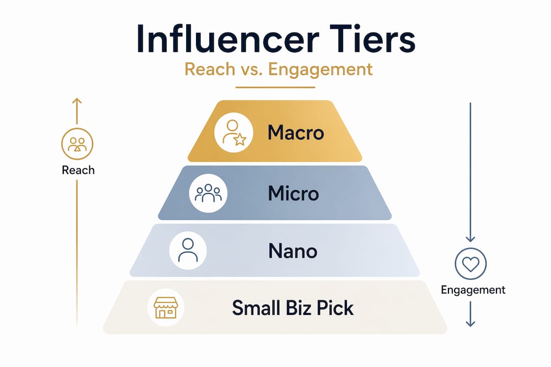 Infographic pyramid comparing influencer tiers